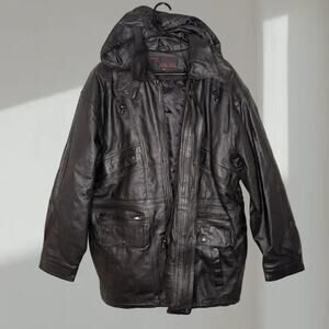 Phase Two Leather Hooded Jacket – Black (Men’s Large)